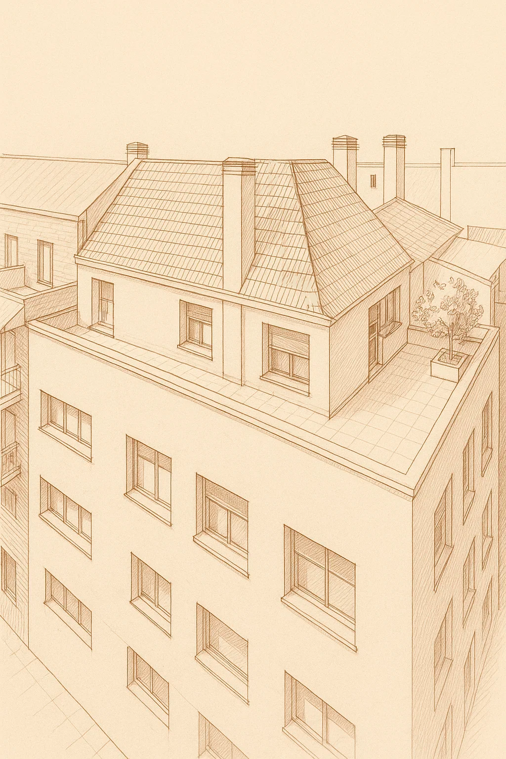 Vista aérea arquitectónica de la promoción Arroyo