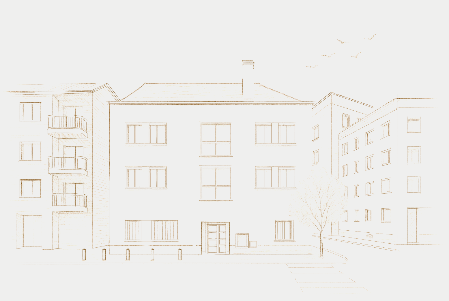 Boceto arquitectónico de la fachada de Arroyo