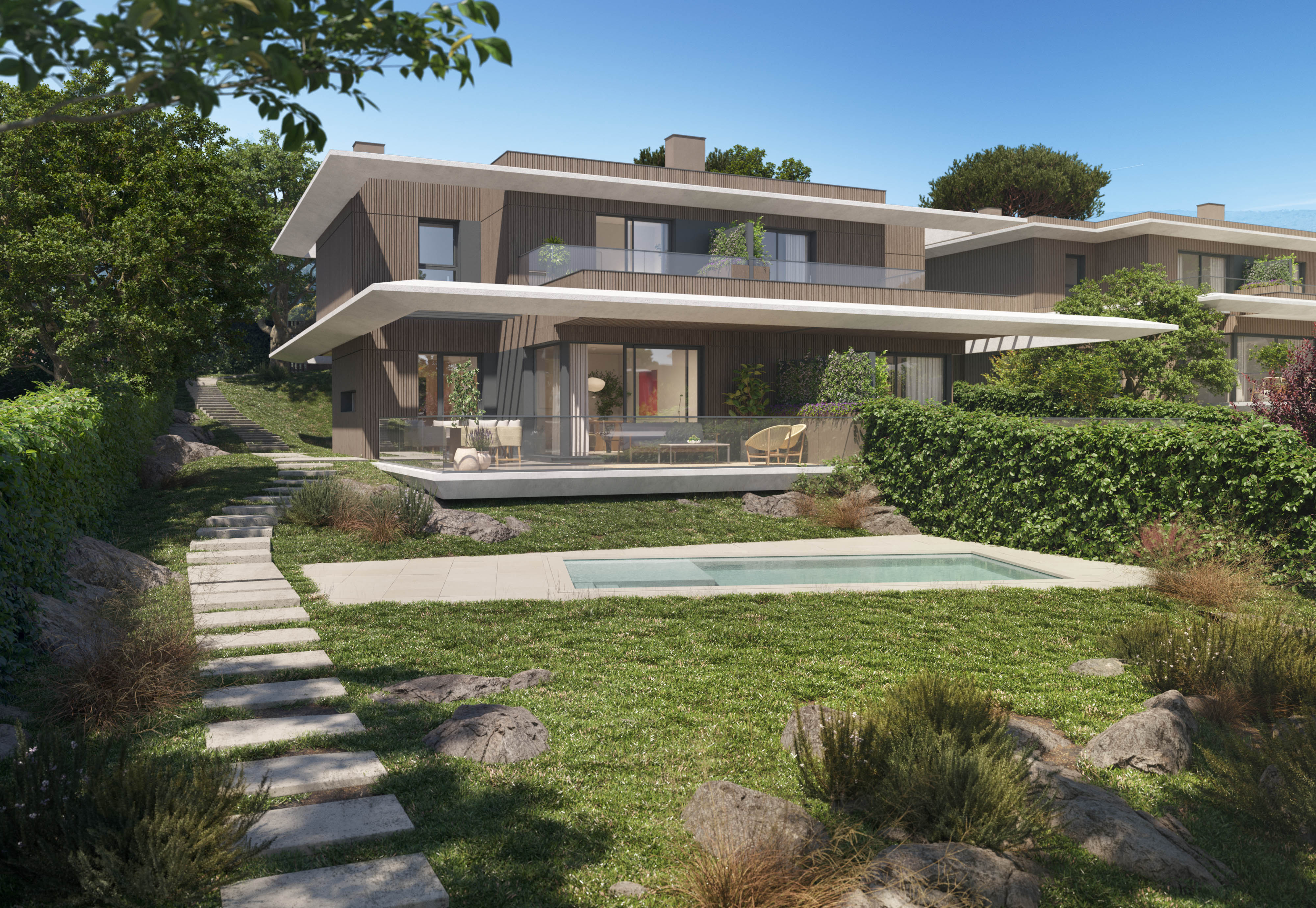 Vivienda unifamiliar moderna con jardín privado y piscina en Natura Torrelodones